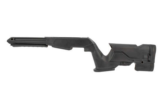 ProMag Archangel Precision stock in black for standard 10/22 rifles features adjustable cheek rest and length of pull.